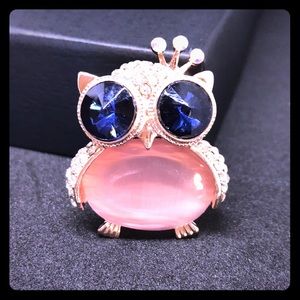 ❤️5 for $20 Owl Brooch pink moonstone & crystals